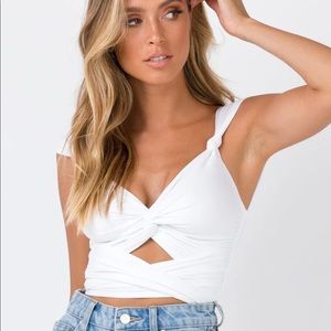 Princess Polly PORTO CERVO TIE UP CROP WHITE nwot size XXL